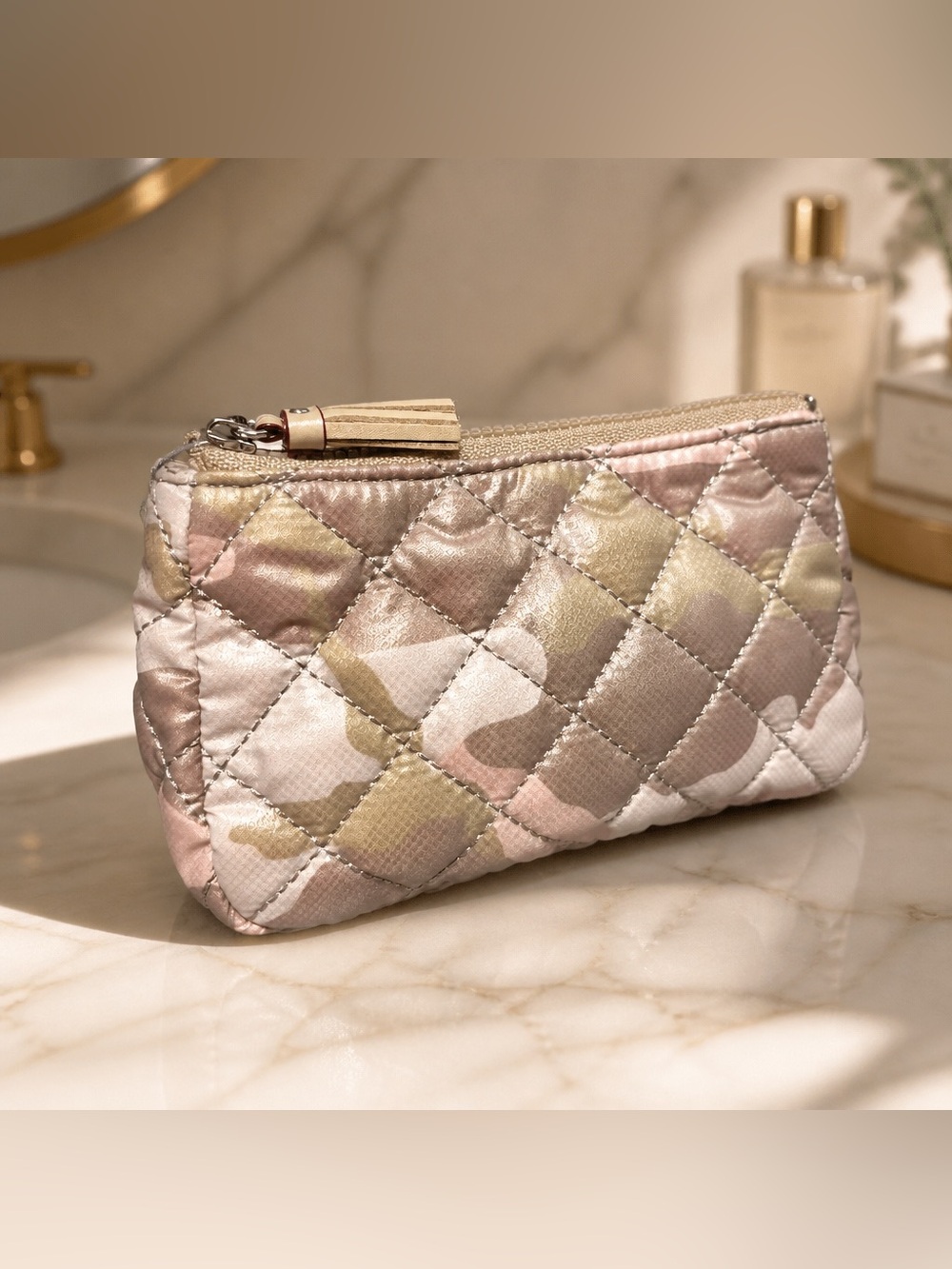 MZ Wallace Blush Camo Small Luna Cosmetic Pouch NWT
